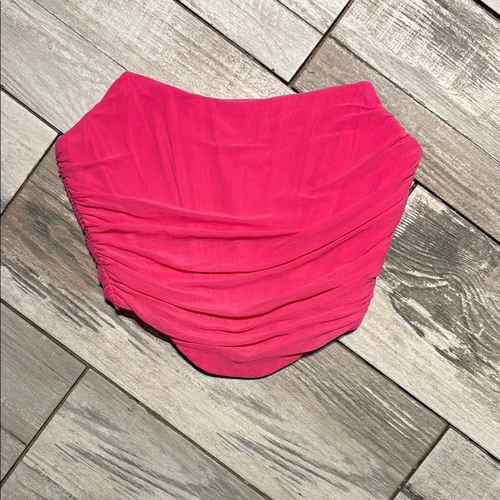 🛍️ SHEIN cropped Pink corset top with Ruched Design